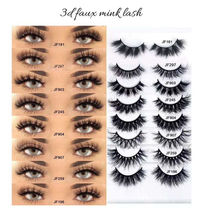 Natural eyelashes 5d fluffy full strip faux mink eyelashes black cotton band false eye lashes