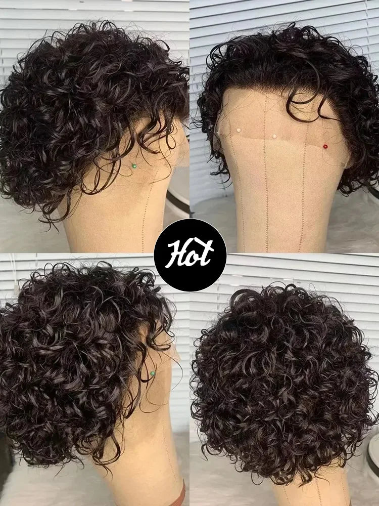 Pixie Cut Wig Human curly Hair