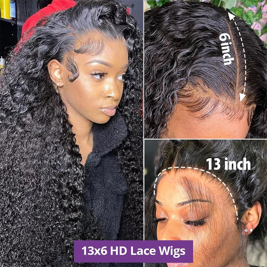 Curly Human Hair Wig 13x6 HD Lace Frontal  Glueless