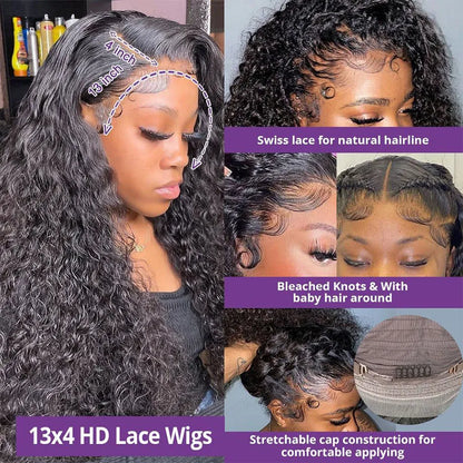 Curly Human Hair Wig 13x6 HD Lace Frontal  Glueless