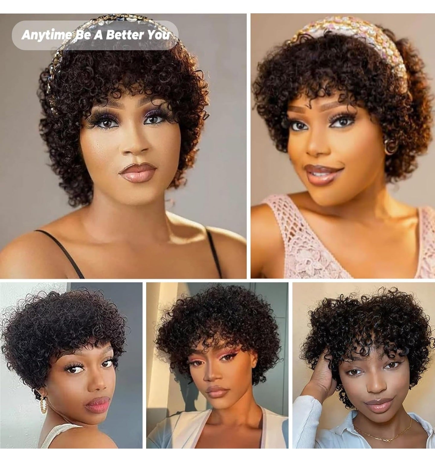 Glueless Wear and Go Wig Curly Wig with Bangs Short Human